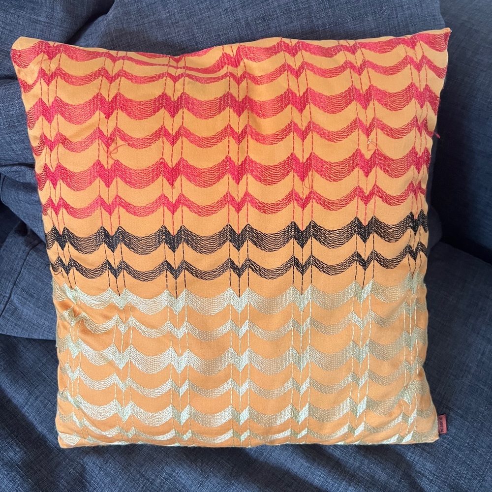 Missoni Pillow in Mustard with Metallic Accents